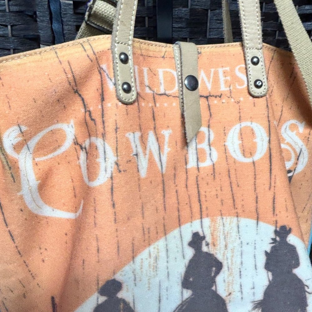 Montana West Cowboy Reversible Tote Bag Large Multicolor Leather Straps - Picture 12 of 14